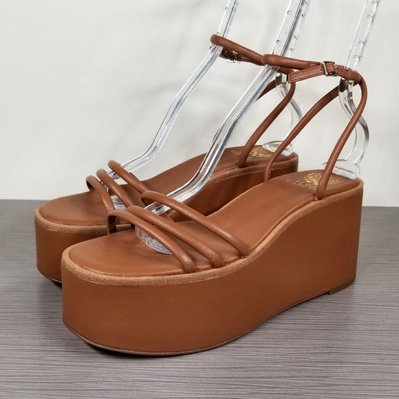 Vince Camuto Graceny Platform Sandal, Brown Leather, Womens Size 10 - Picture 3 of 12